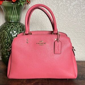 Coach 91146 Mini Lillie Carryall peach / pink Crossgrain Leather Bag satchel